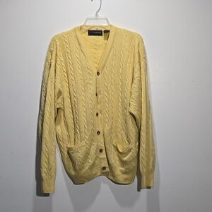 Vintage Cable Knit Cardigan Sweater  Button-front Diane Von Furstenberg Large